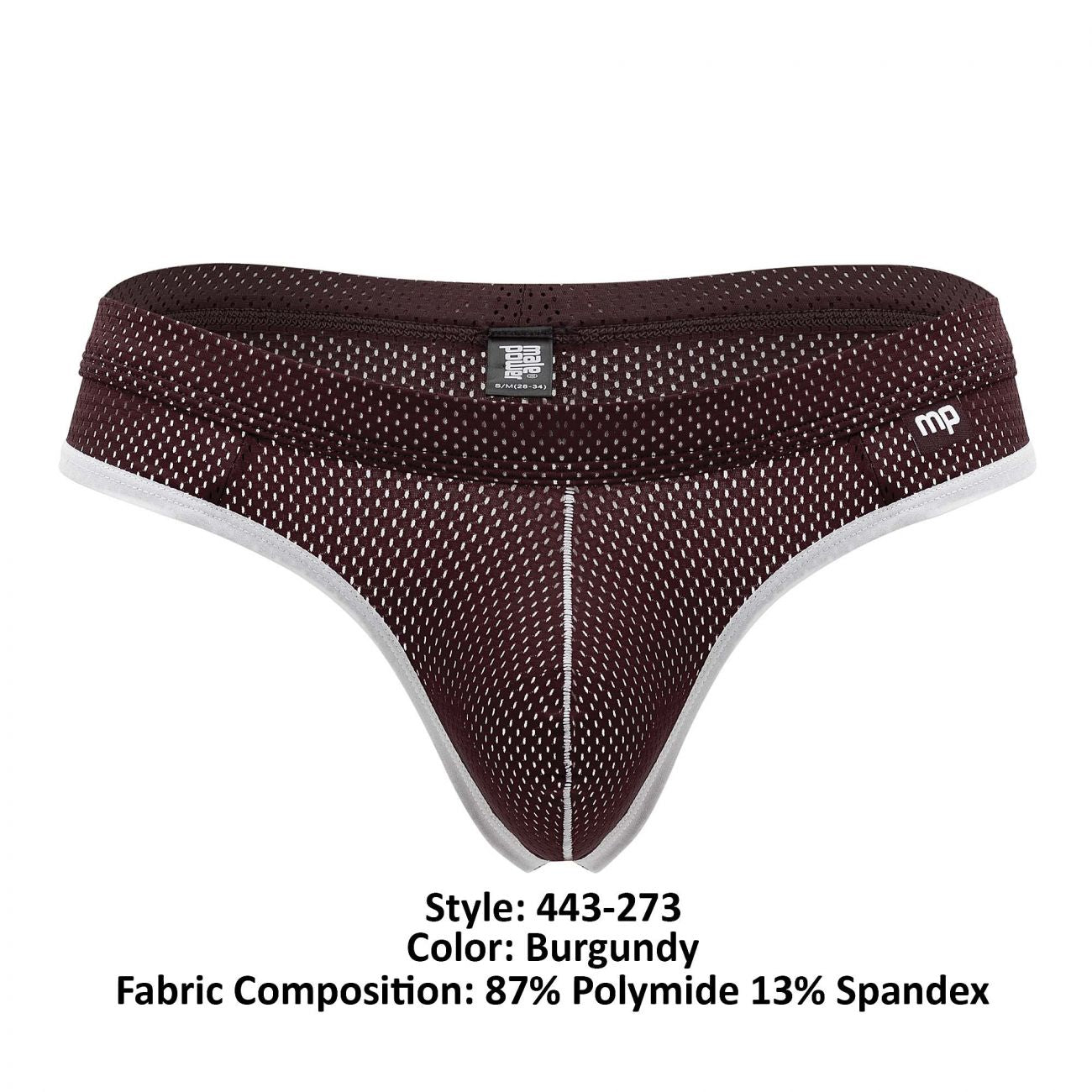 Male Power 443-273 Sport Mesh Thong Burgundy