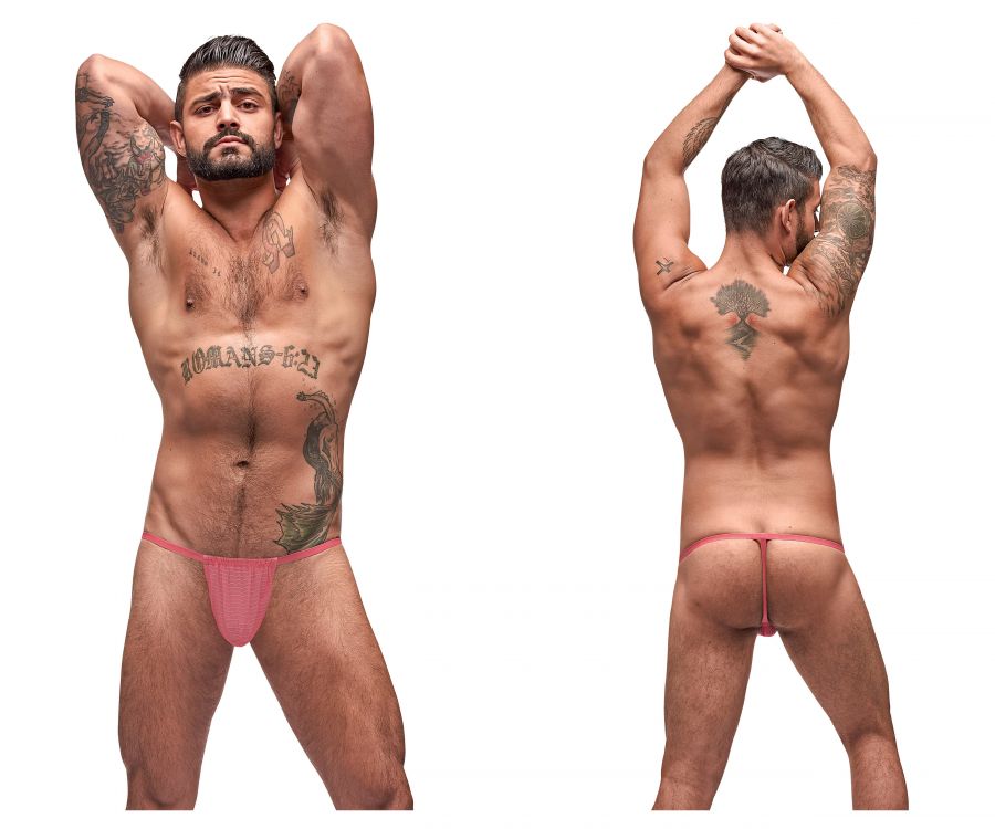 Male Power 450-252 Mesh Rib Posing Strap Salmon
