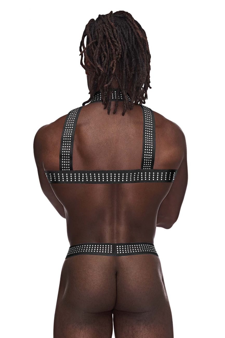 Male Power PAK-892 Elastic Studded Harness with Ring Black