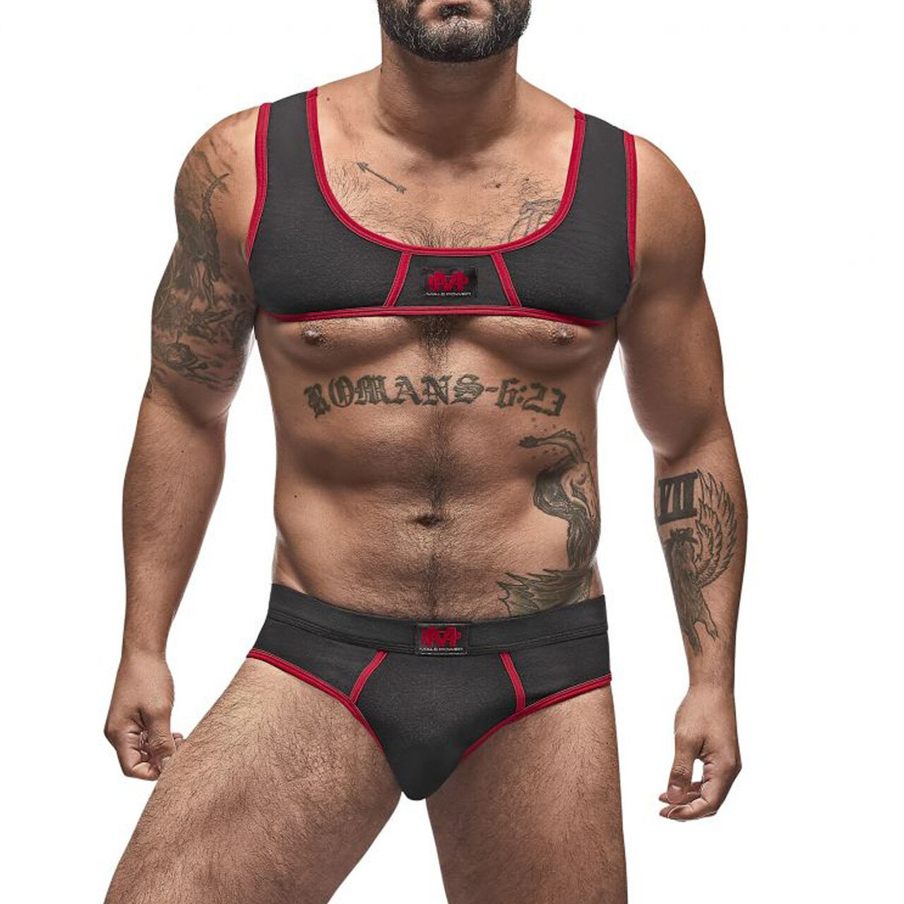 SALE - Mens Cotton Spandex Mini Tank and Bikini Set Black