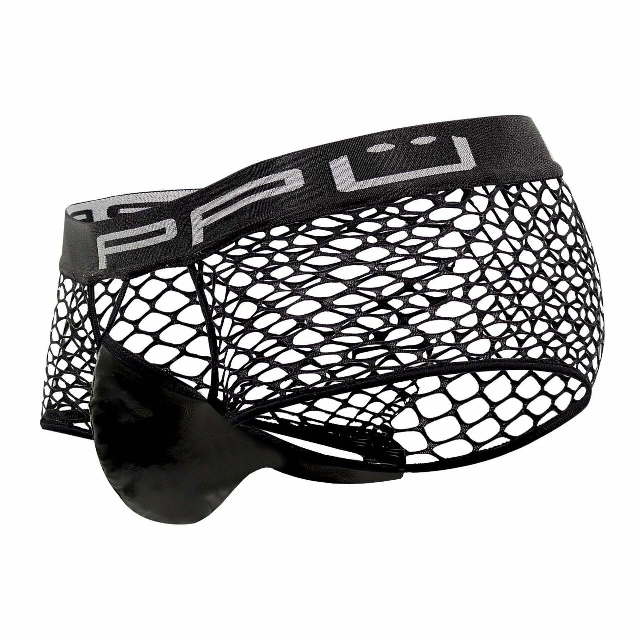 SALE - Mens PPU Underwear Open Front Shorts with Pouch Black