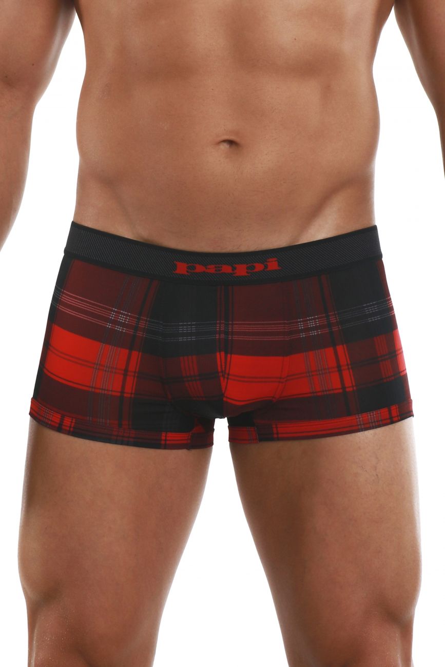 Papi 626182-982 Cool2 2PK Solid-Print Brazilian Trunks Black Red