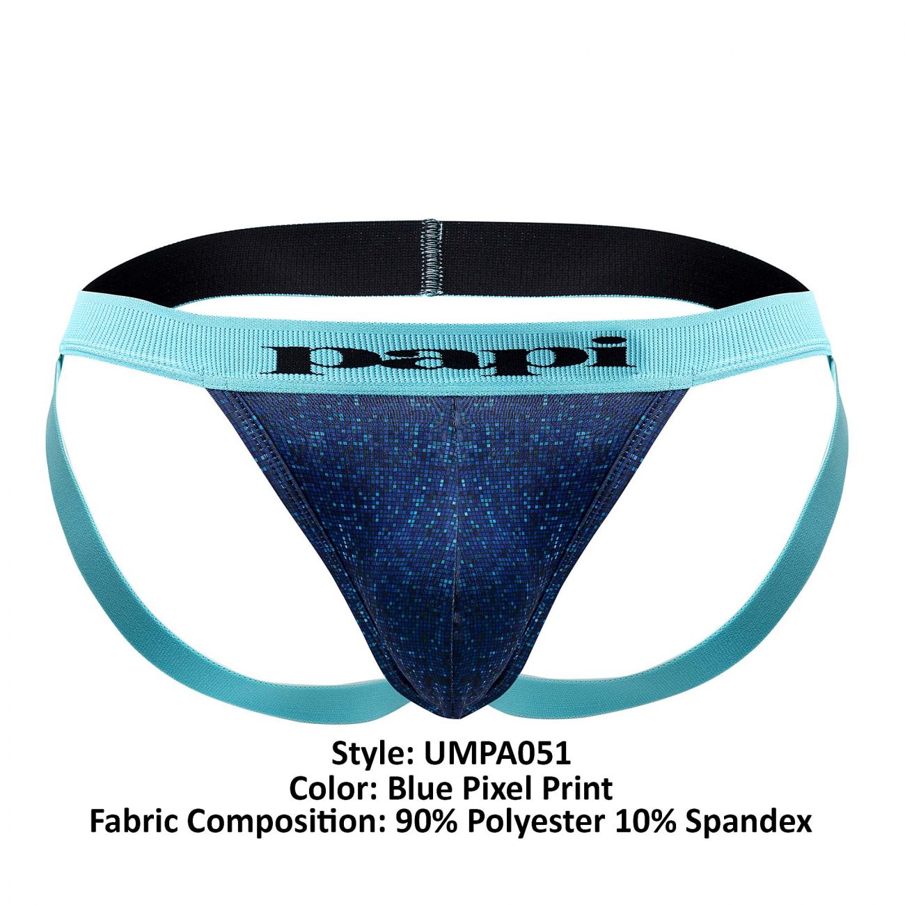Papi UMPA051 Fashion Microflex Brazilian Jockstrap Blue Pixel Print