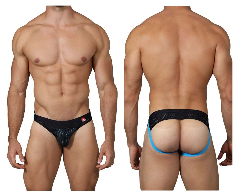 Pikante 0208 Click Athletic Mesh Jockstrap Black with Blue