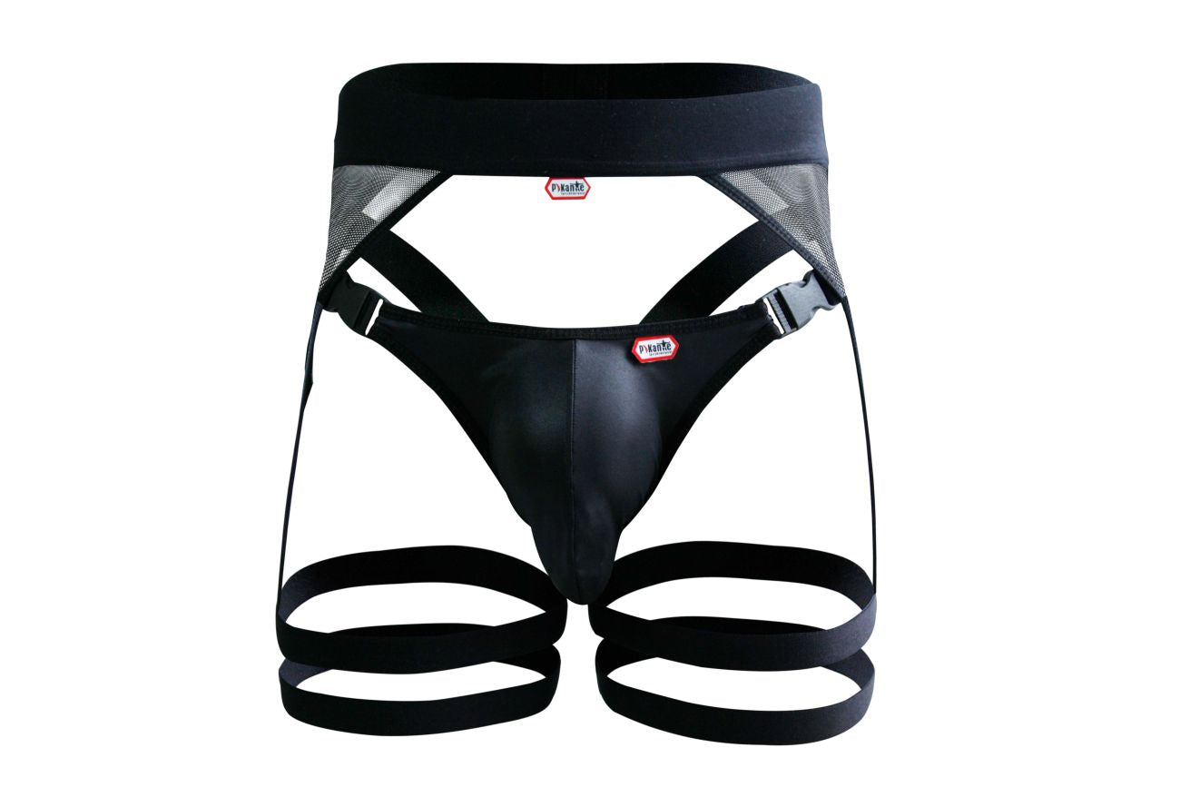 Pikante 1085 Hard Garter Jockstrap Black