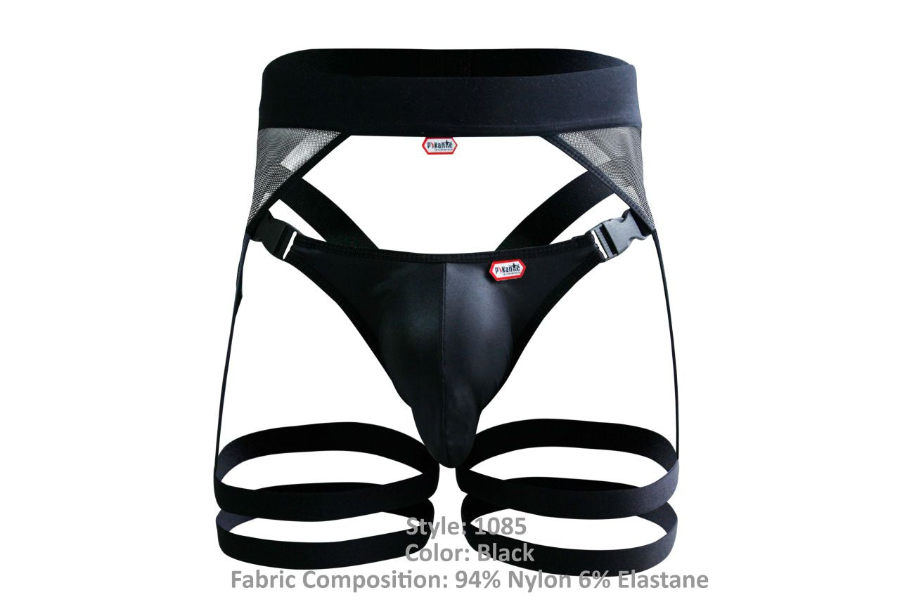 Pikante 1085 Hard Garter Jockstrap Black