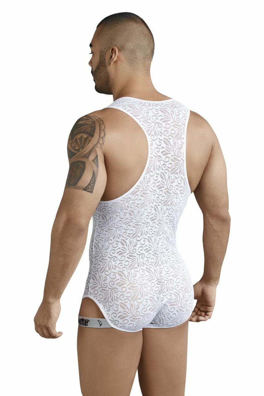 SALE - Mens Lace Glamour Bodysuit White