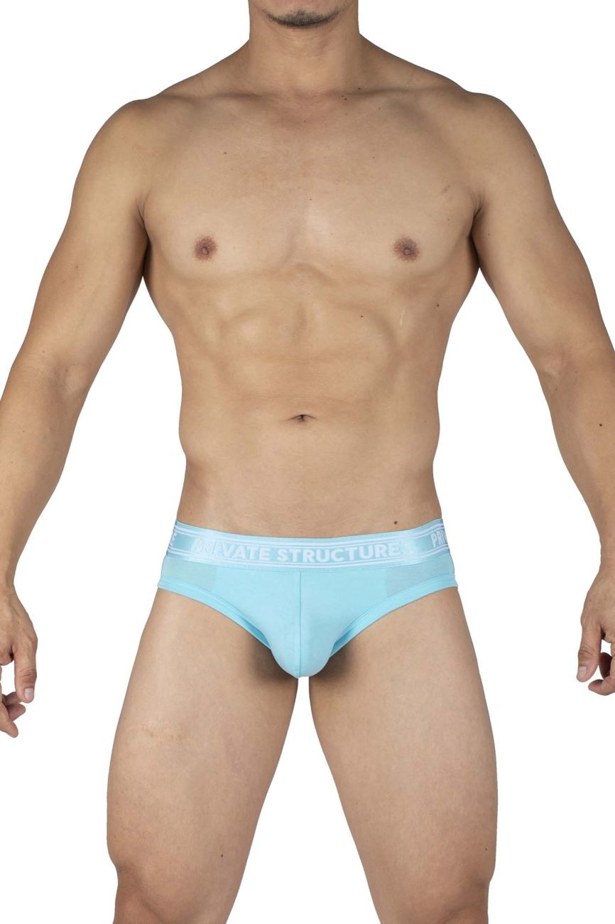 Private Structure PBUT4378 Bamboo Mid Waist Mini Briefs Bright Cyan