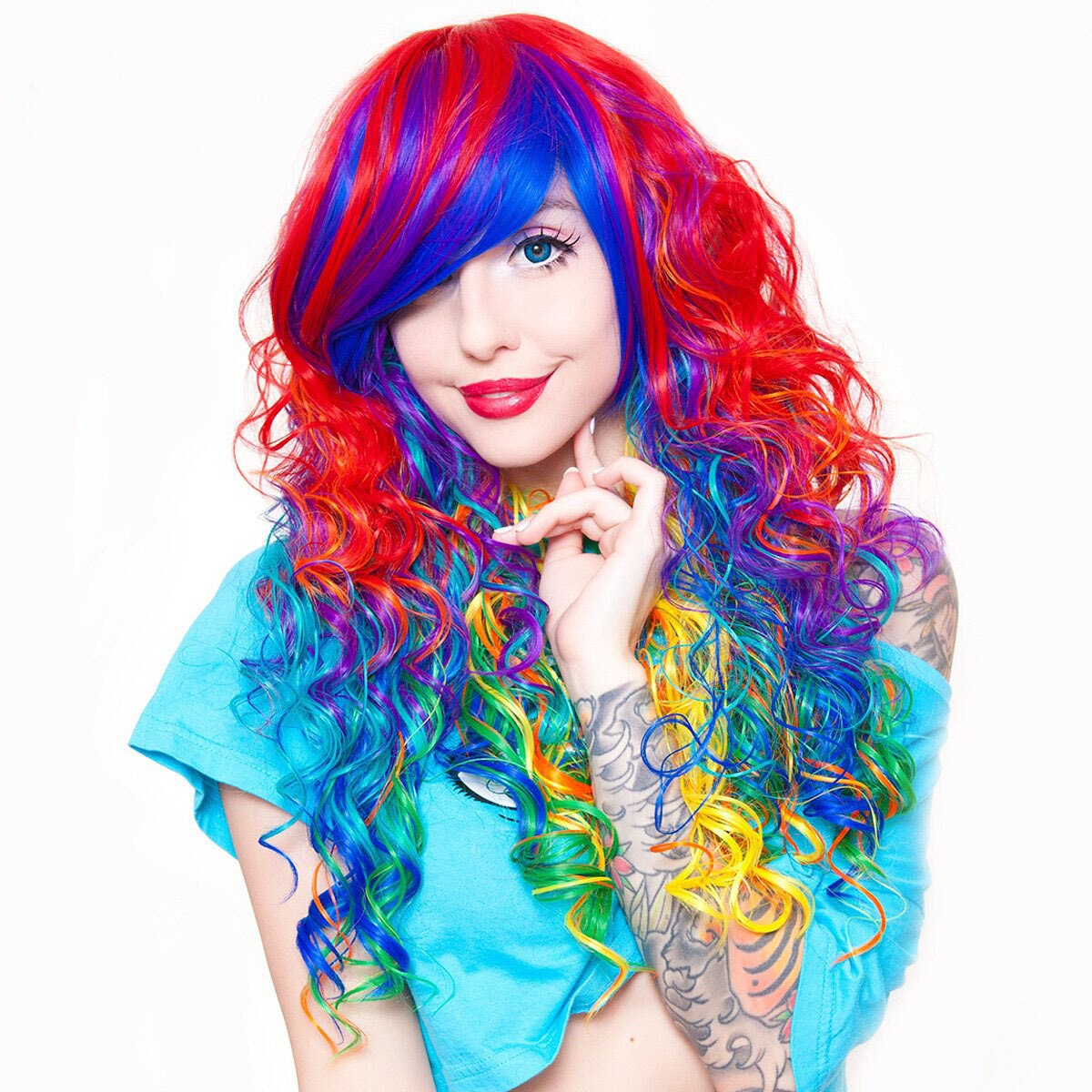 SALE - Rockstar Gay Rainbow Rock Curly Wig