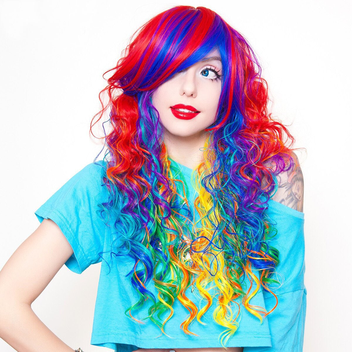 SALE - Rockstar Gay Rainbow Rock Curly Wig