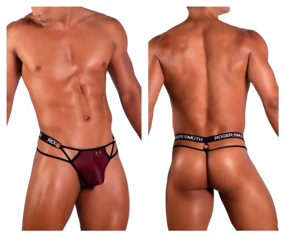 Roger Smuth RS073 Sheer See Through Strappy G-String Burgundy