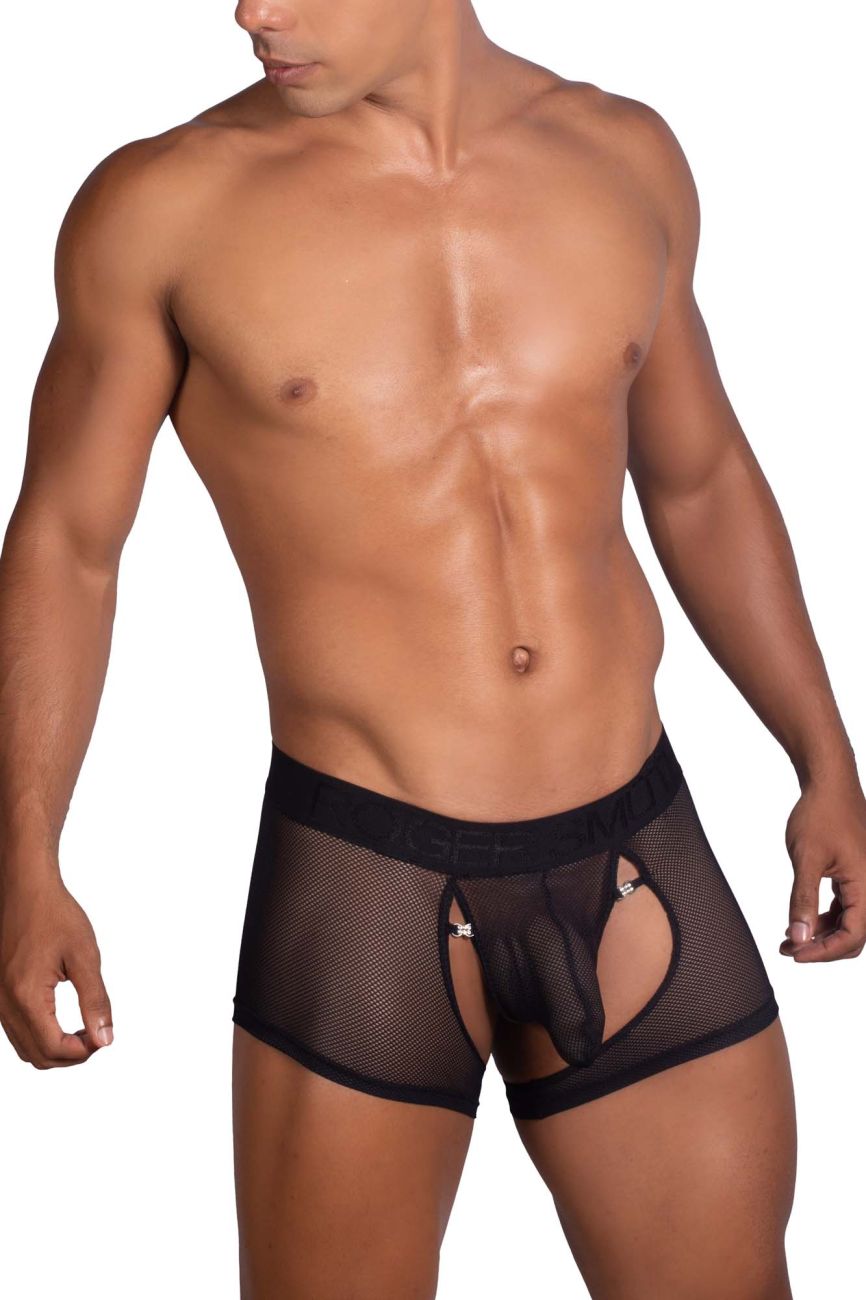 Roger Smuth RS075 Pouch Front Open Back Boxer Shorts Black