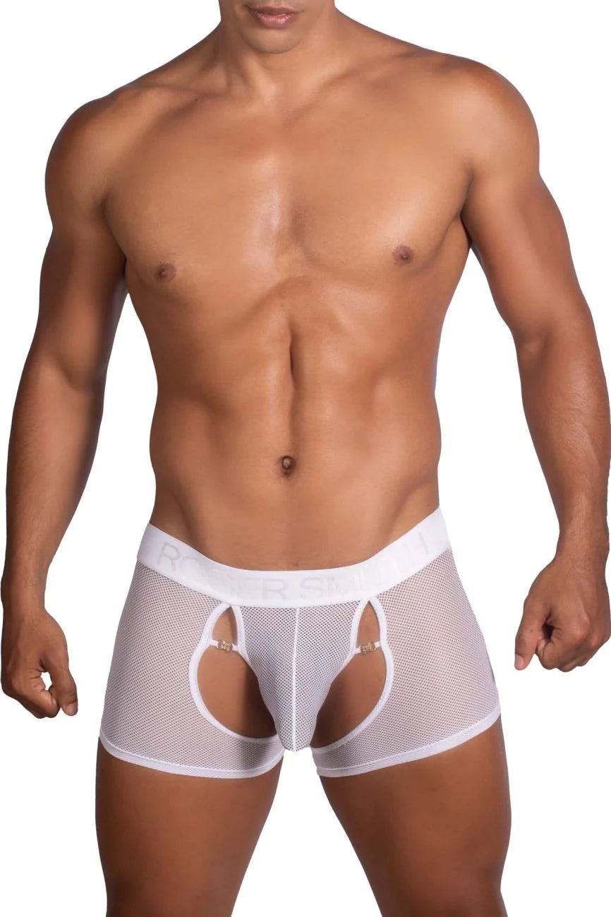 Roger Smuth RS075 Pouch Front Open Back Boxer Shorts White