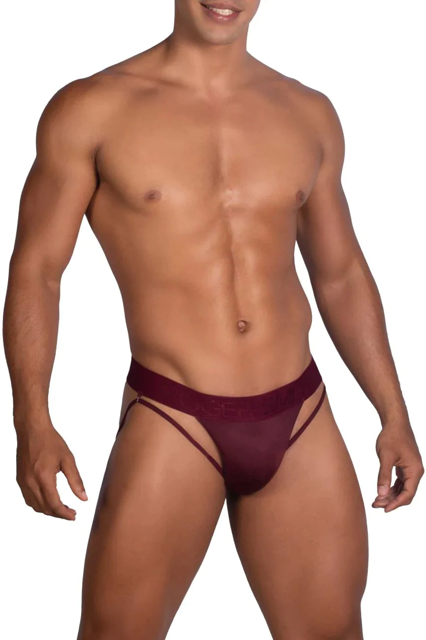 Roger Smuth RS077 Strap Pouch Thong Burgundy