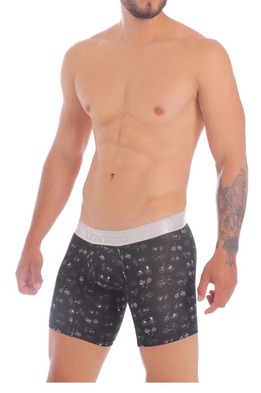 Unico 20070100232  Velocipede Boxer Briefs Black Printed