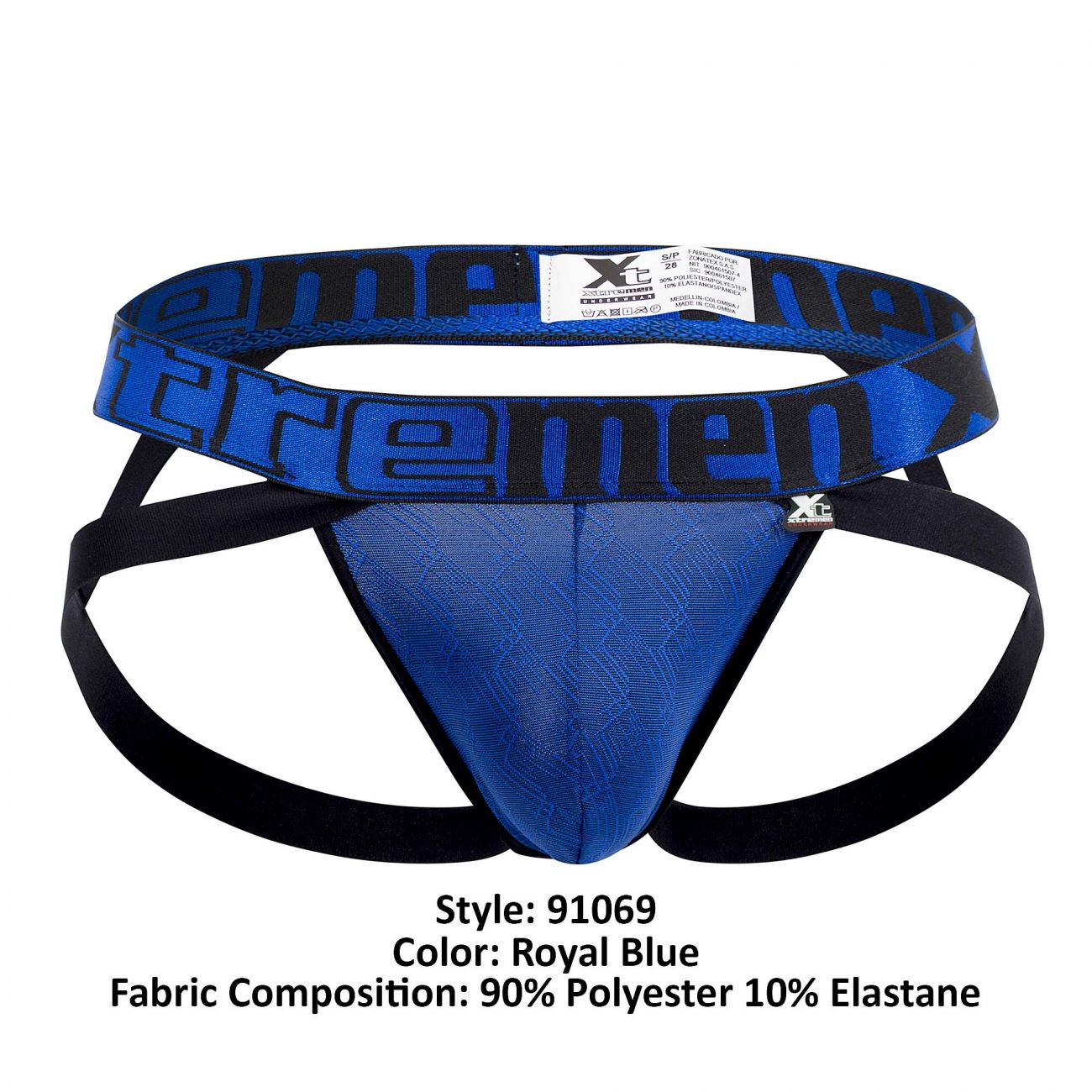 Xtremen 91069 Microfiber Jacquard Jockstrap Royal Blue