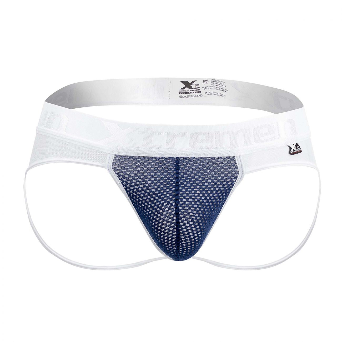 Xtremen 91078 Microfiber Jockstrap White with Navy