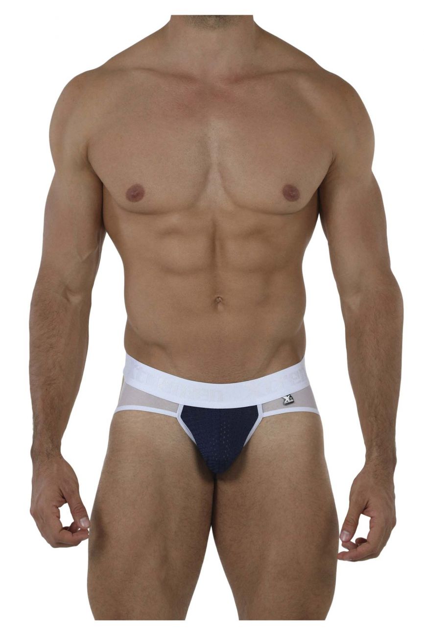 Xtremen 91078 Microfiber Jockstrap White with Navy