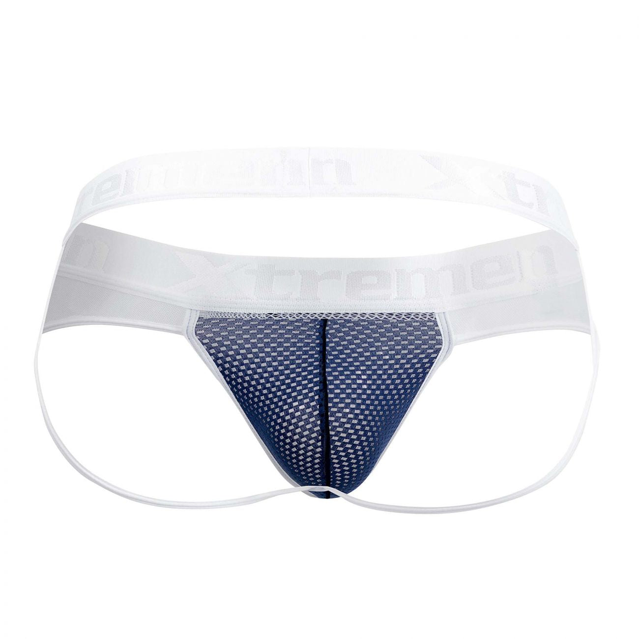 Xtremen 91078 Microfiber Jockstrap White with Navy