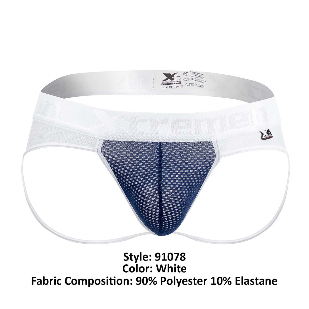 Xtremen 91078 Microfiber Jockstrap White with Navy