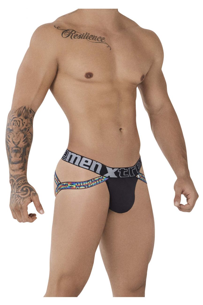 Xtremen 91084 Microfiber Pride Jockstrap Black