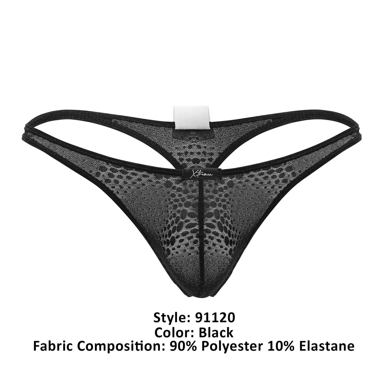 Xtremen 91120 Tempting Lace Thongs Black