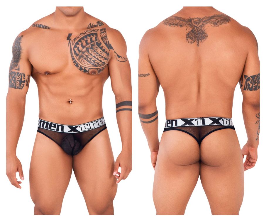 Xtremen 91137 Mesh Thongs Black