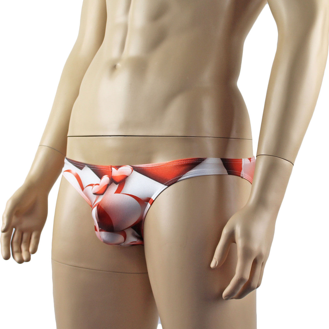 Male Lingerie Heart Print Bikini Brief with Sexy Back