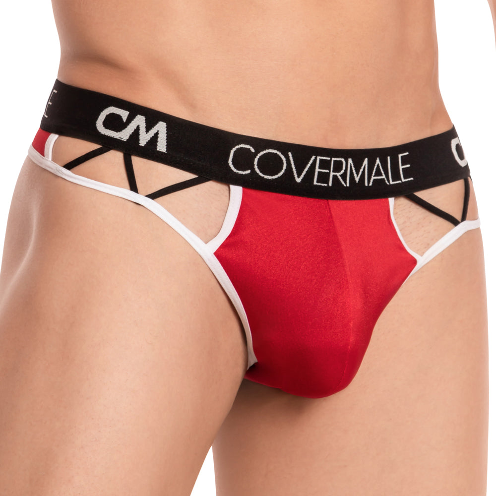 Cover Male Linear Razor String Thong Red