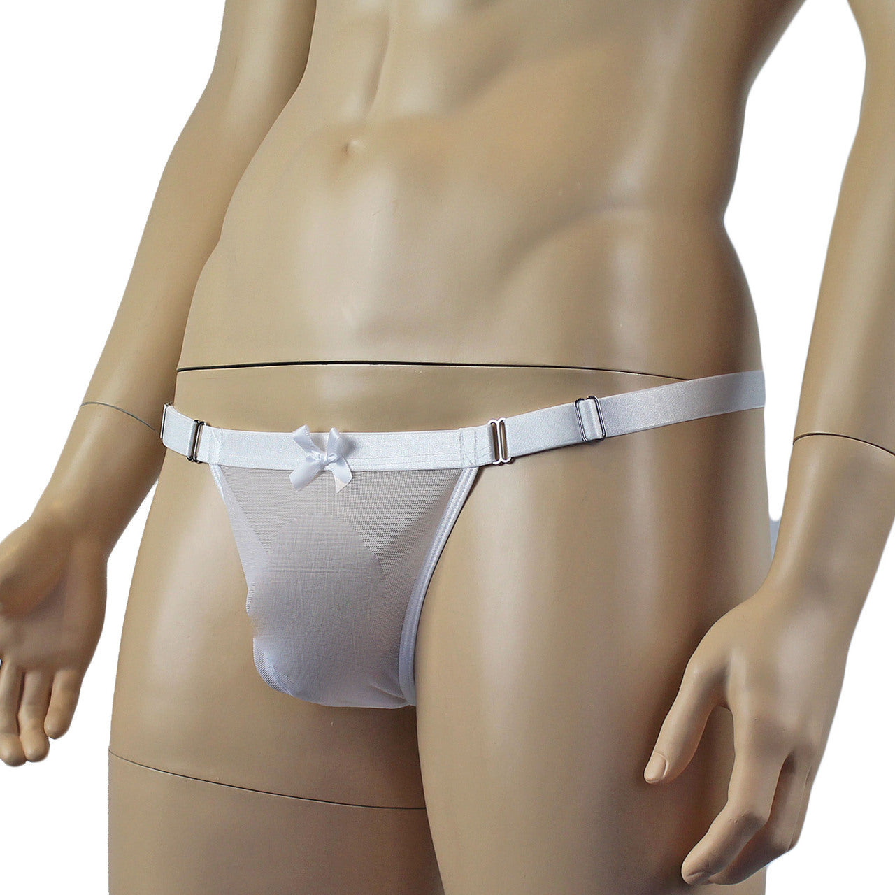 Mens Exotic Mesh G string with Adjustable Waist Strap (white plus other colours)