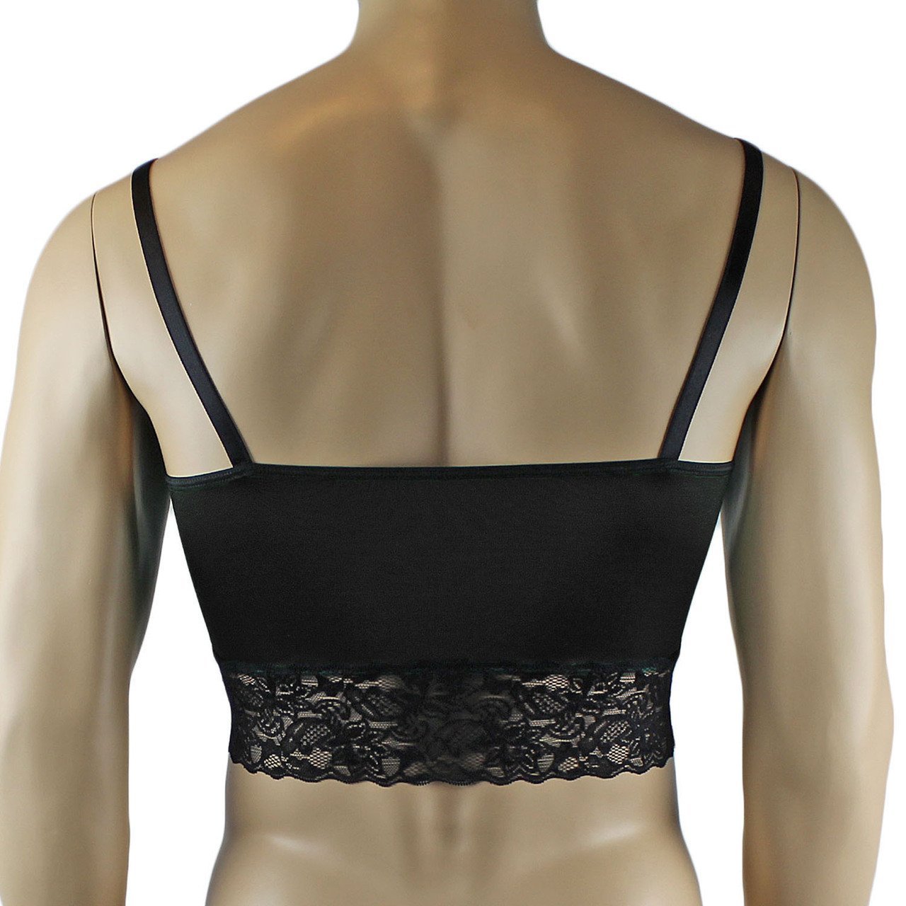 Mens Camisole Top with Lace Trim (black and other colours)