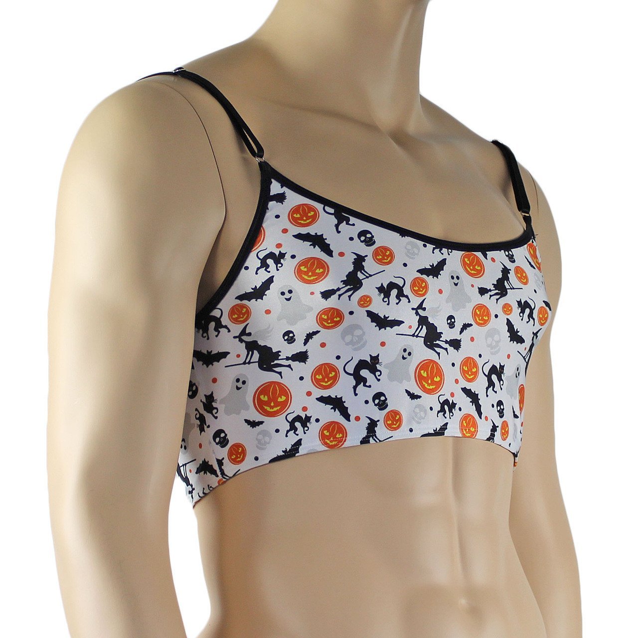 Mens Halloween Witches, Pumpkins, Bats and Cats Camisole Top
