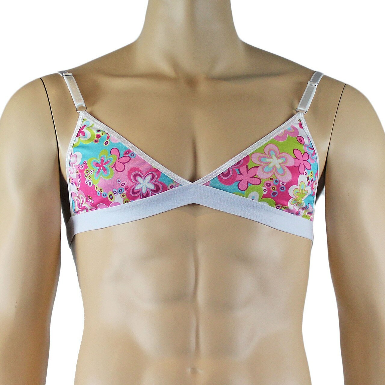 Male Hippie Flower Print Bra Top and Matching G string