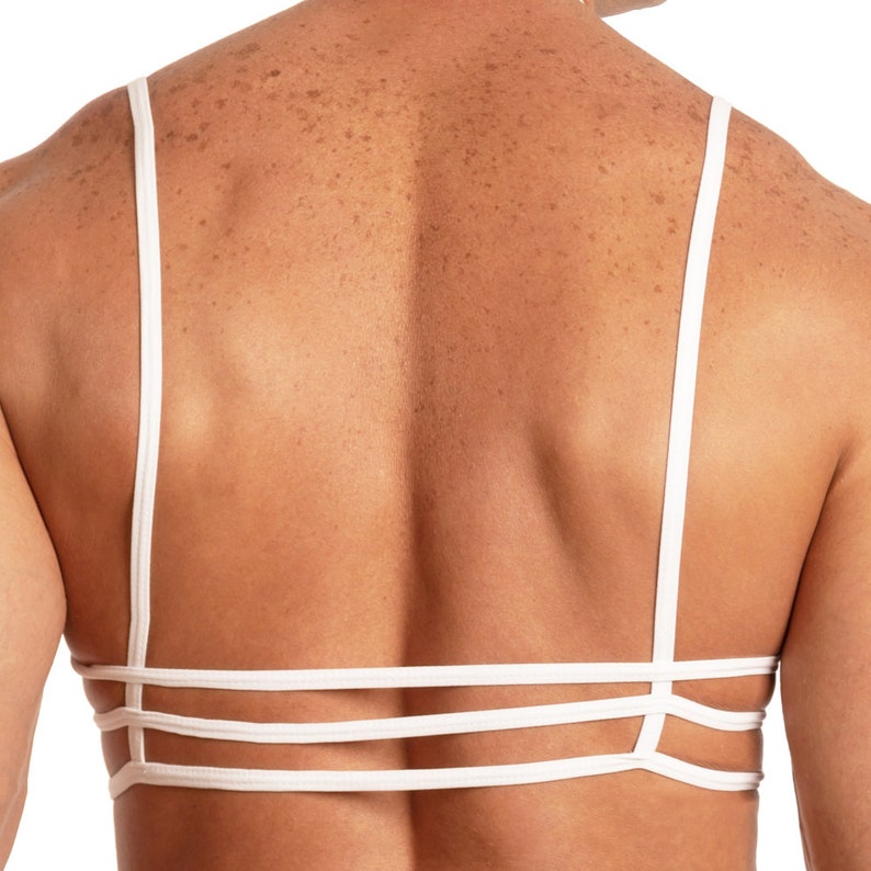 Mens Secret Male Choker Lace Bra Top White