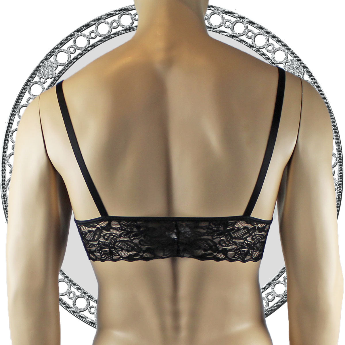 Mens Lace Bra Top Lingerie and Thong for Men Hot Pink and Black