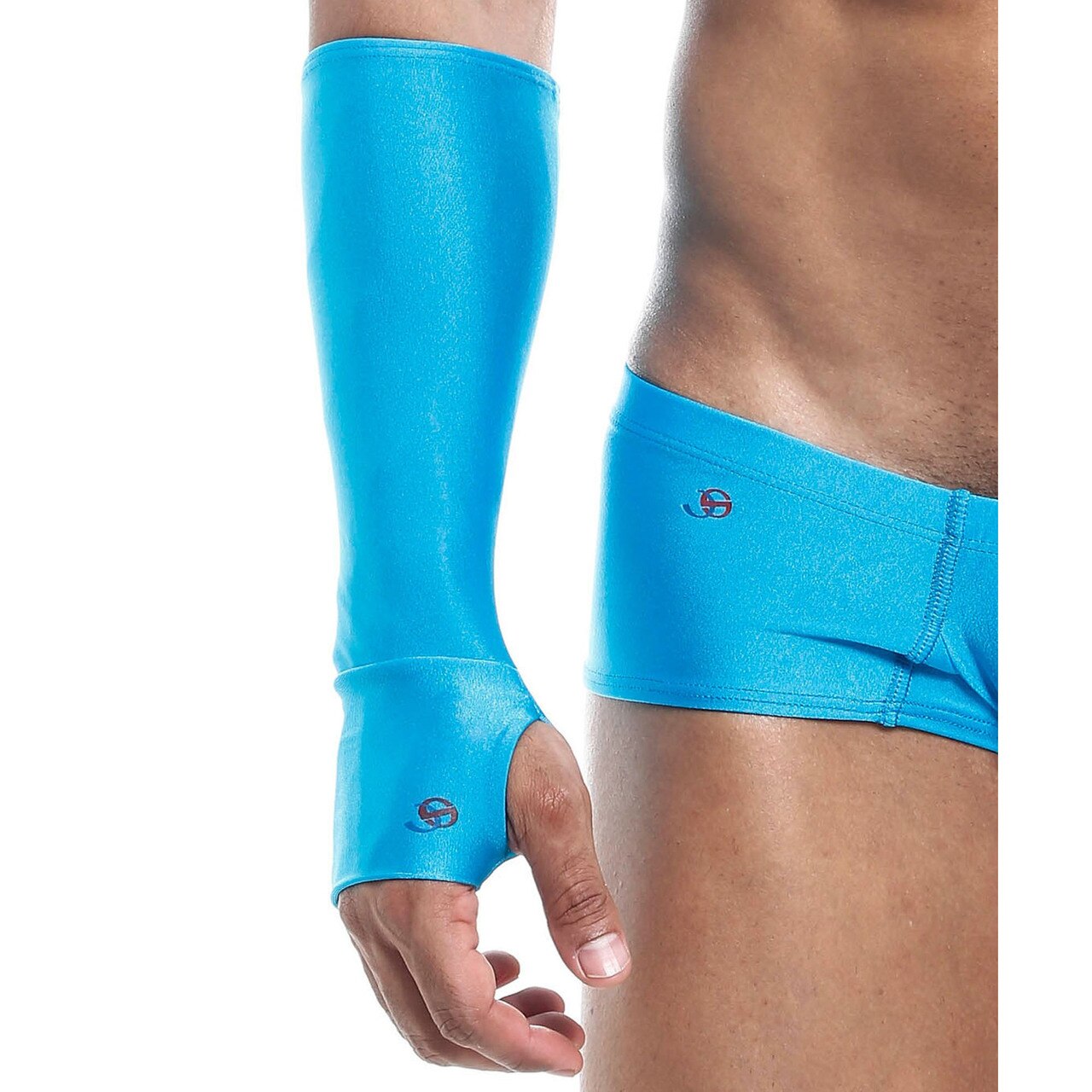 Mens Joe Snyder Spandex Fingerless Gloves Turquoise
