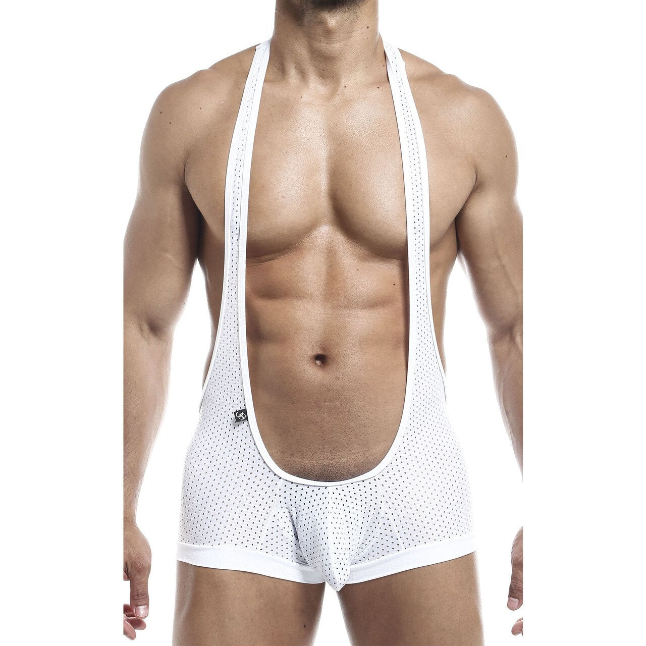 Mens Joe Snyder Stretch Hole Spandex Bulge Singlet Shorts White