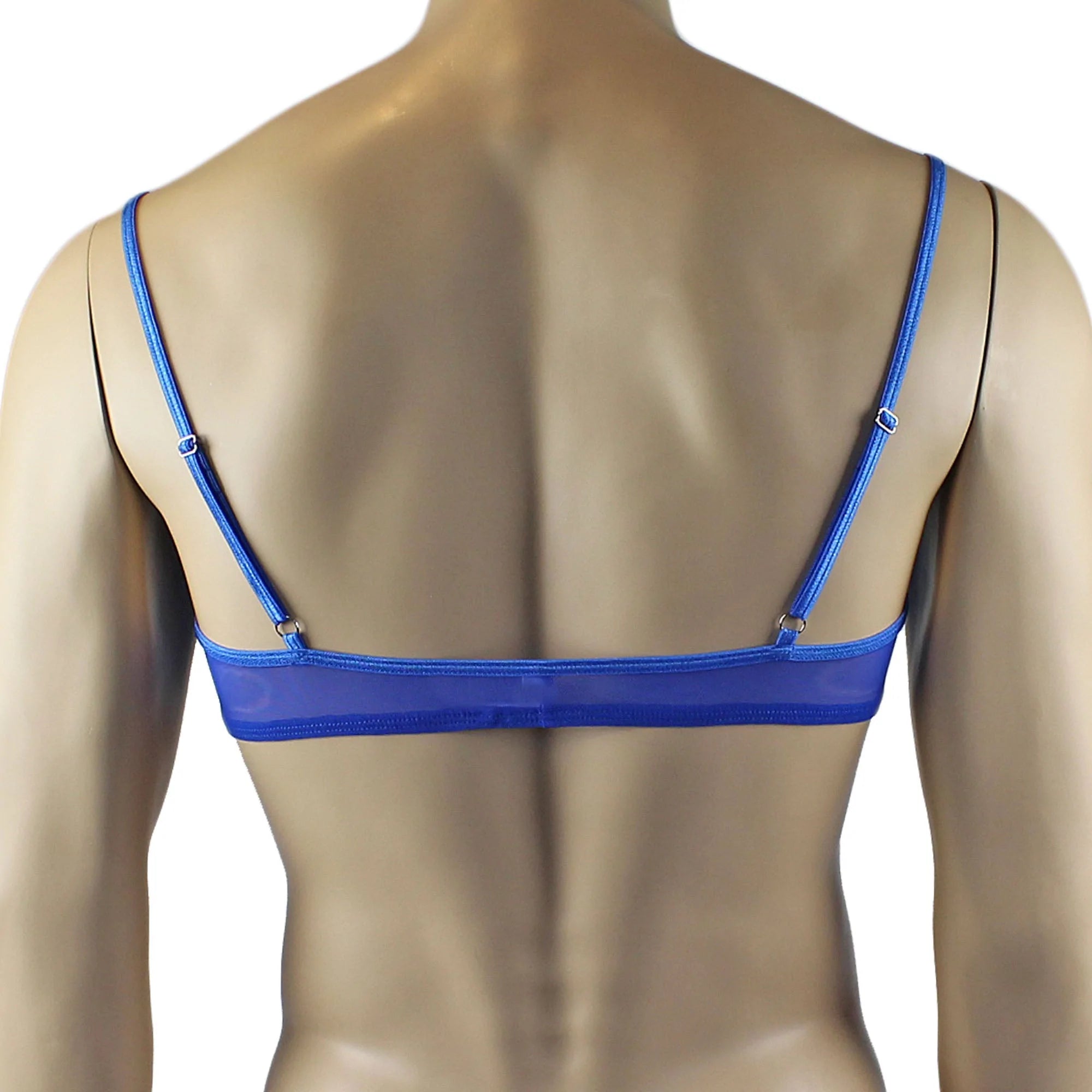 SALE - Mens Kristy Lace & Mesh Bra Top with thin Straps Blue