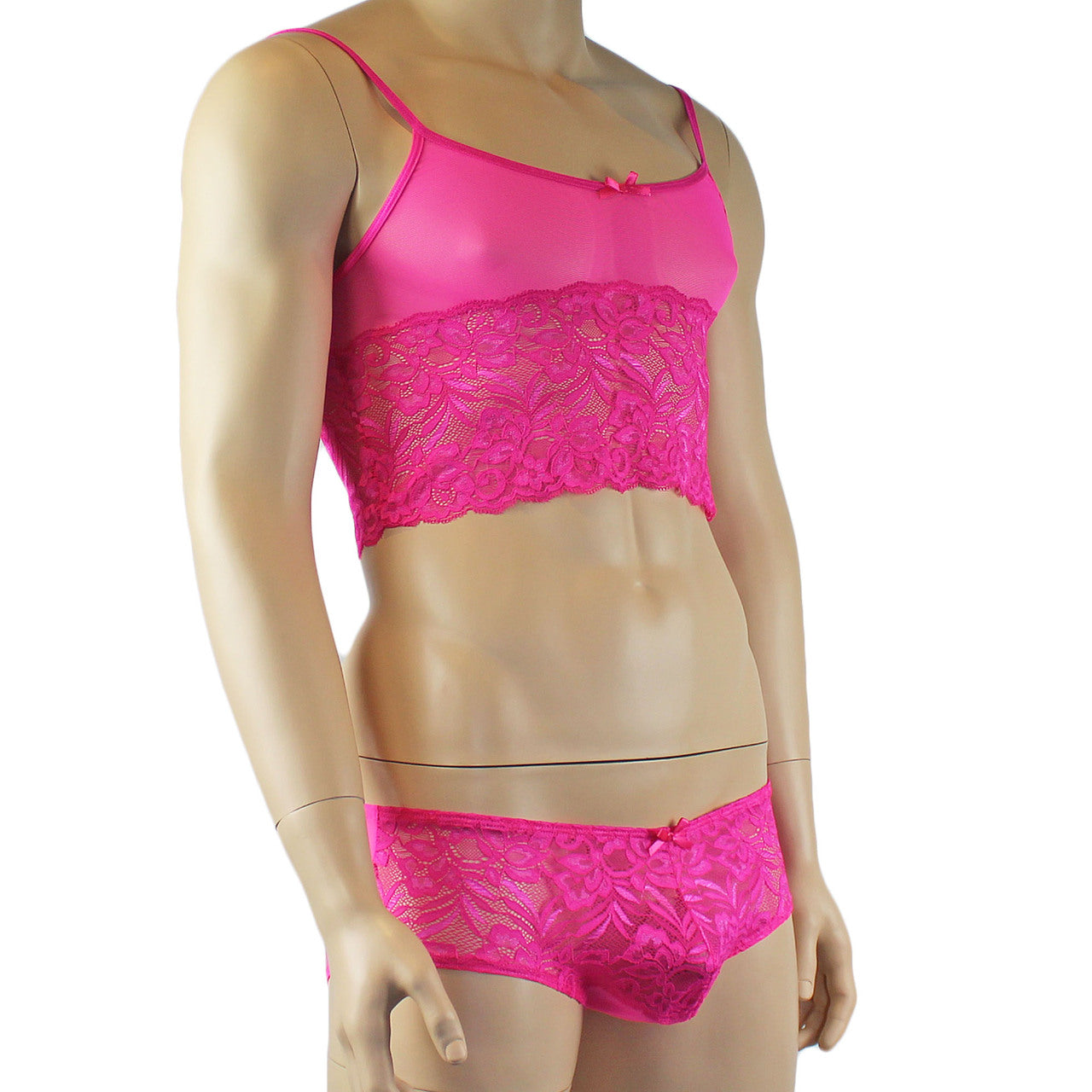 Mens Sexy Lace Camisole Top and  Panty Brief (pink plus other colours)