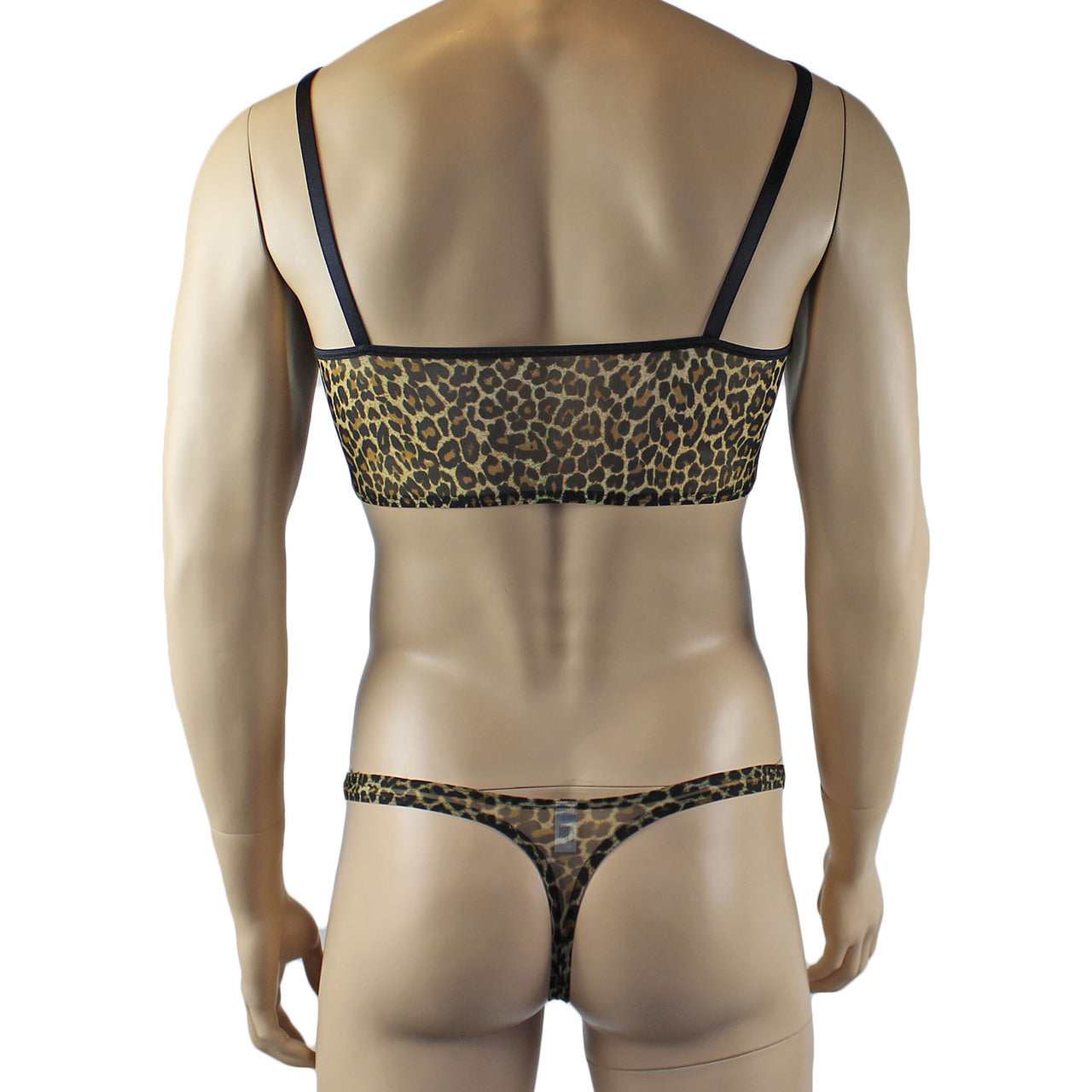 Mens Lingerie Animal Print Camisole Top & Thong Leopard