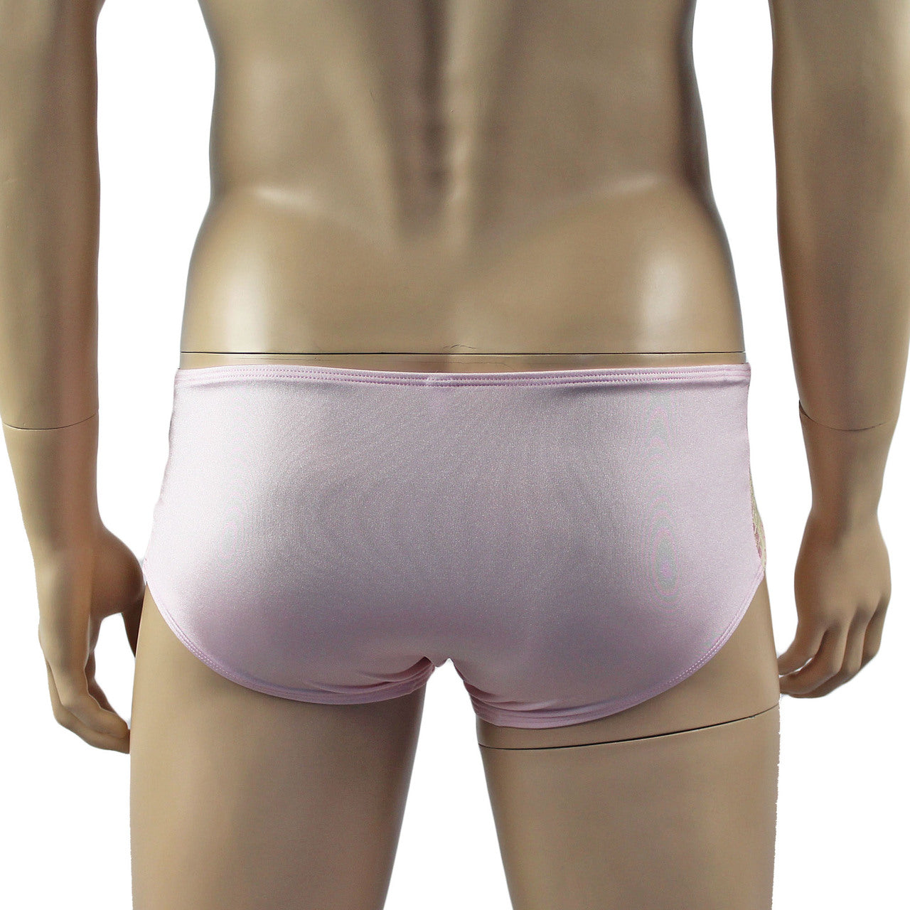 Mens Luxury Mini Bikini Brief with Detachable Garters and Stockings  (pink plus other colours)