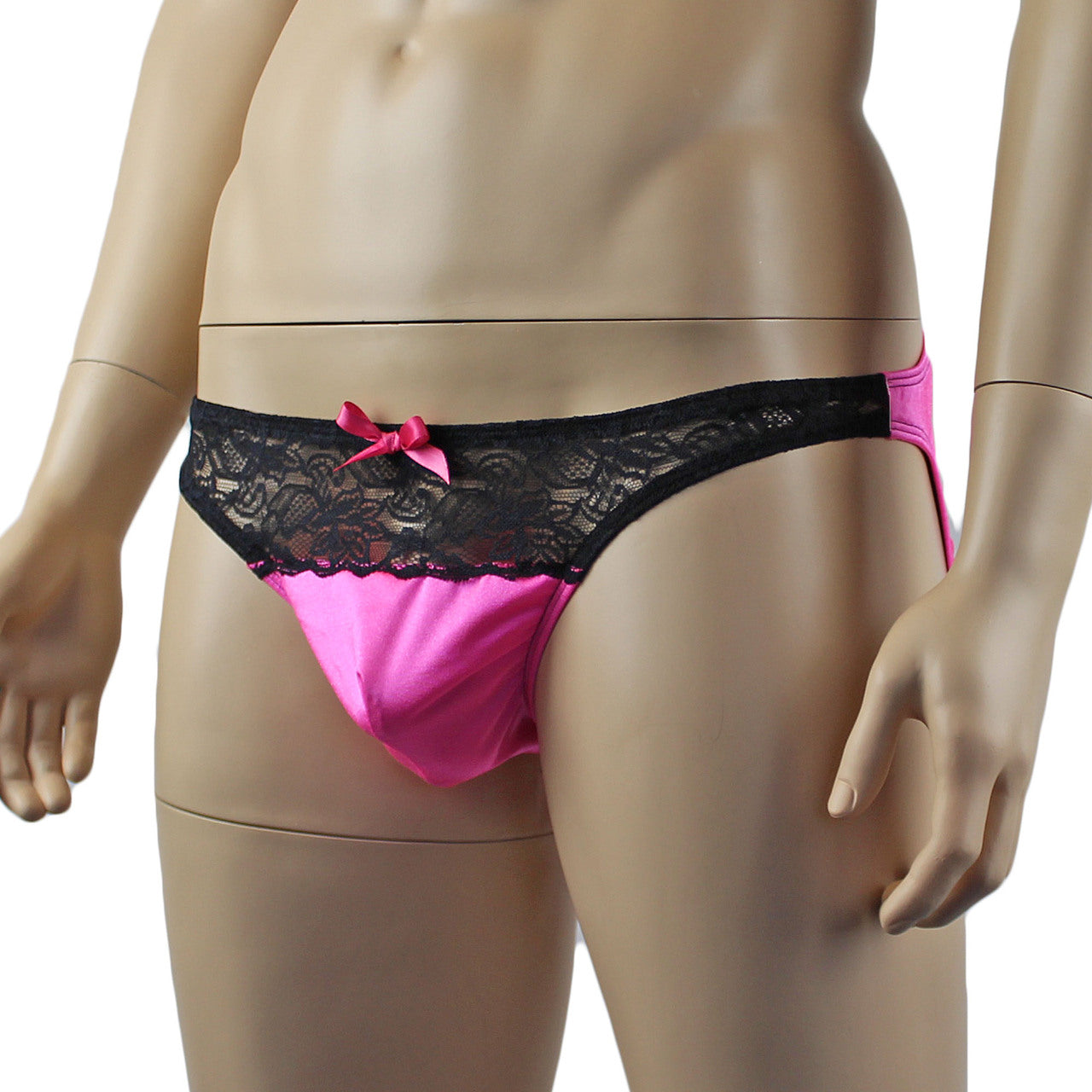 Mens Underwear Lacey Lovelies Classic Bikini Briefs Hot Pink and Black