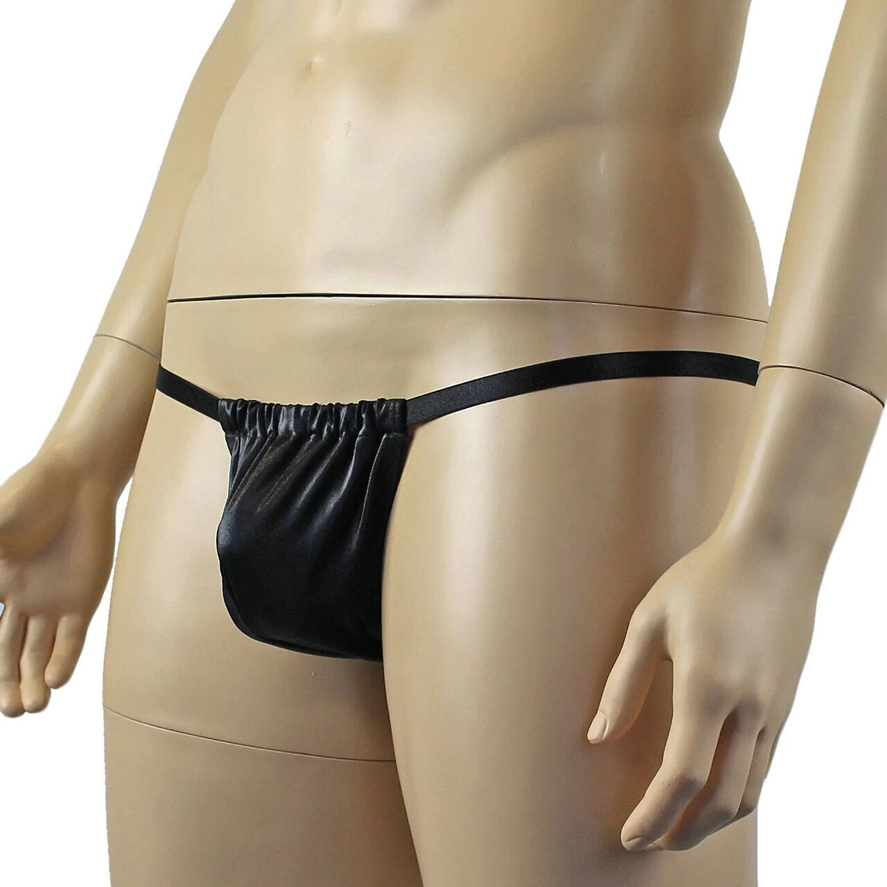 SALE - Male Oil Wetlook Pouch G string Black