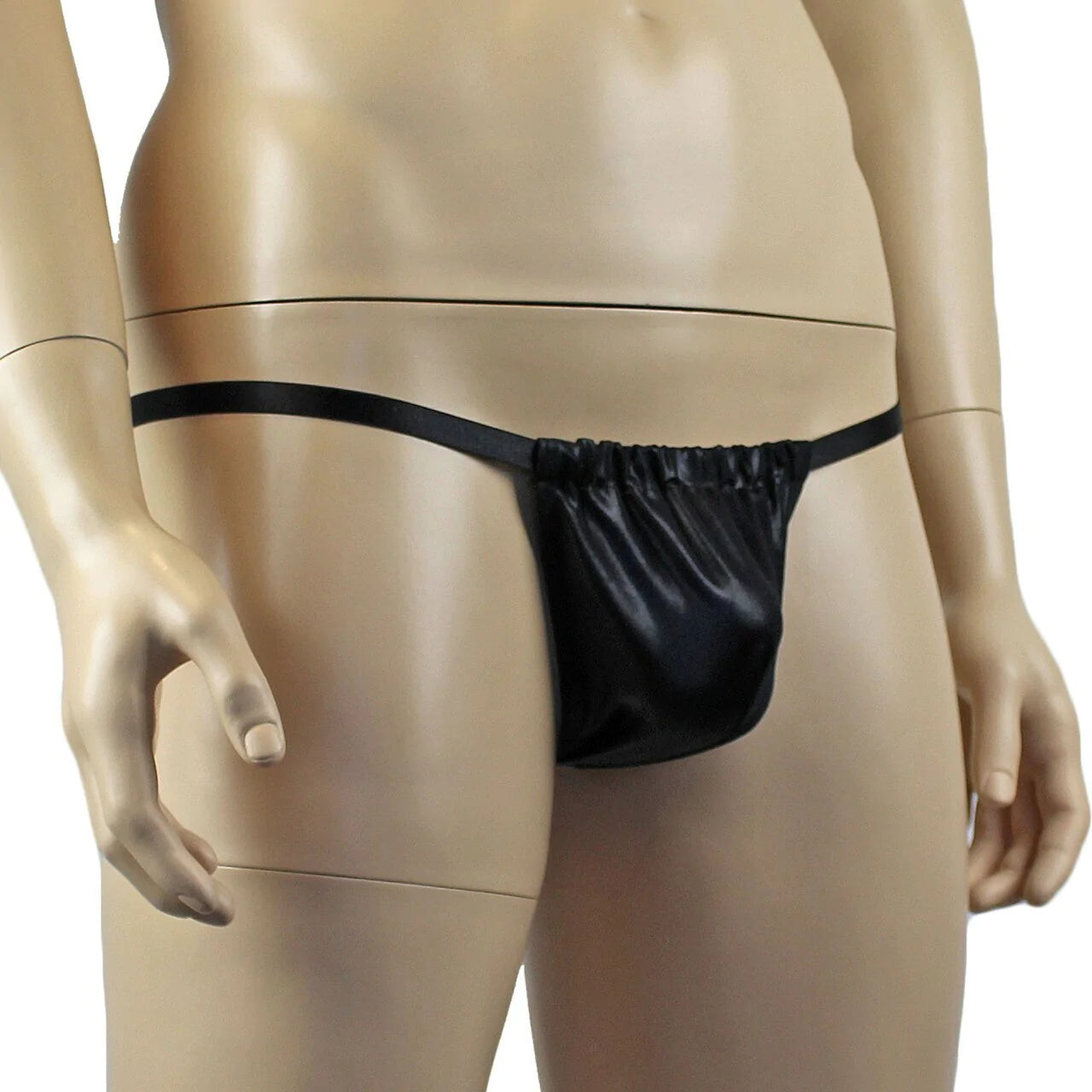 SALE - Male Oil Wetlook Pouch G string Black