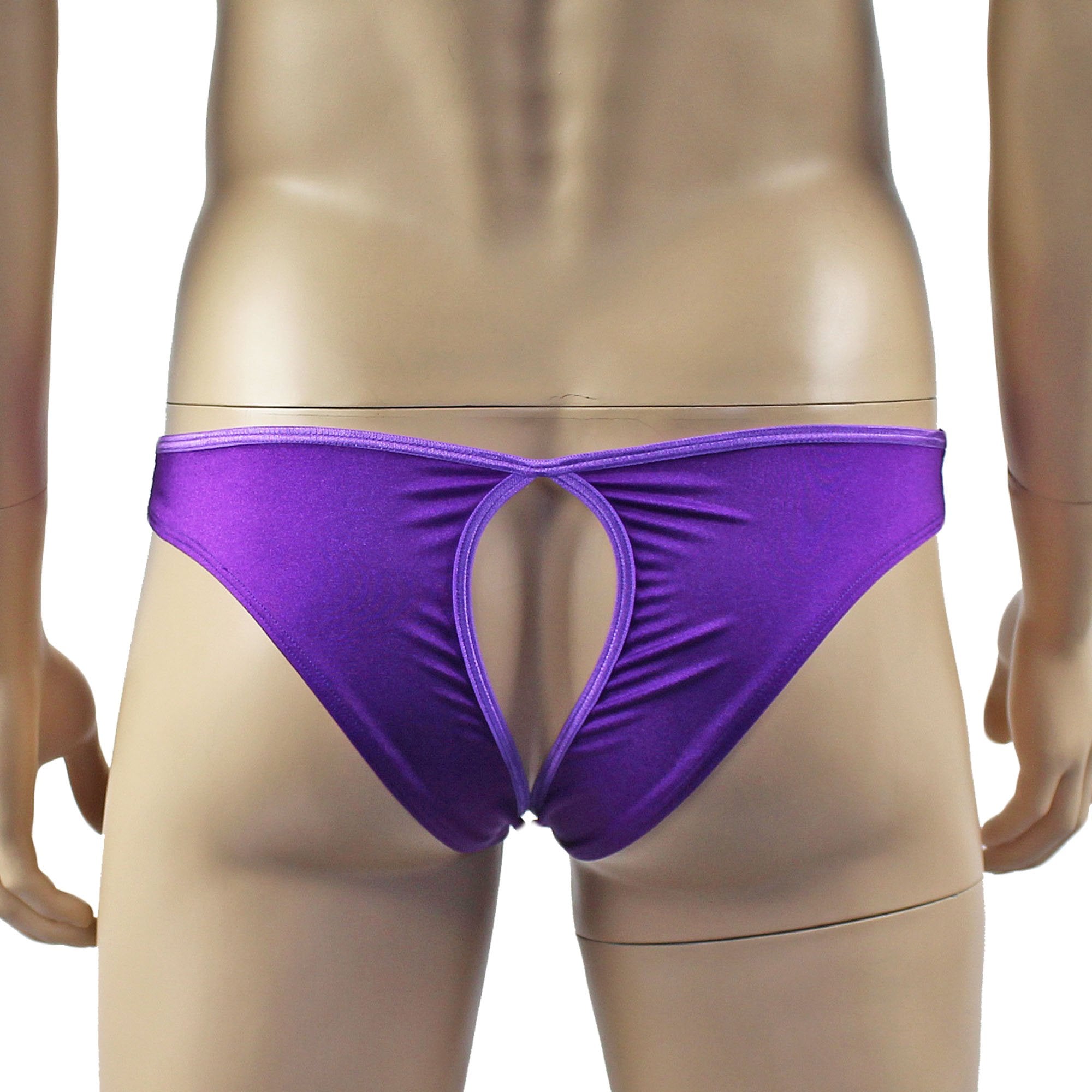 SALE - Male Penny Lace & Spandex OPEN BACK Capri Brief Purple