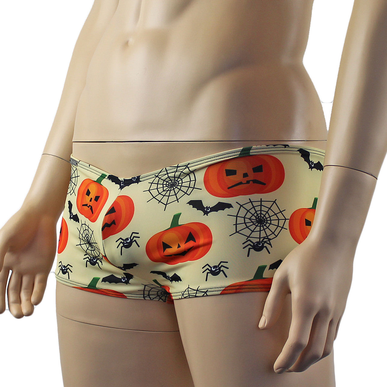 Halloween Mens Pumpkin Faces, Spiders and Bats Boxer Shorts