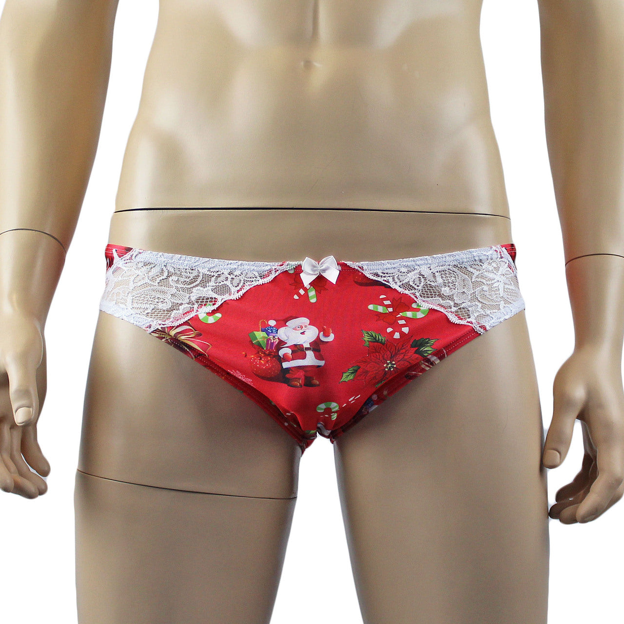 Mens Christmas Santa Camisole Crop Top & Bikini Brief Lingerie