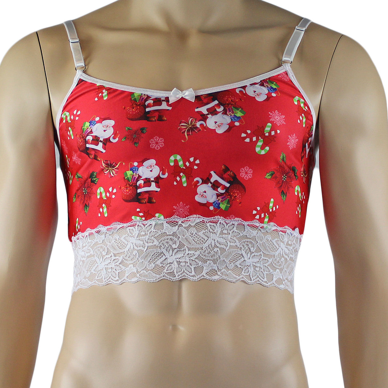 Mens Christmas Santa Camisole Crop Top & Bikini Brief Lingerie