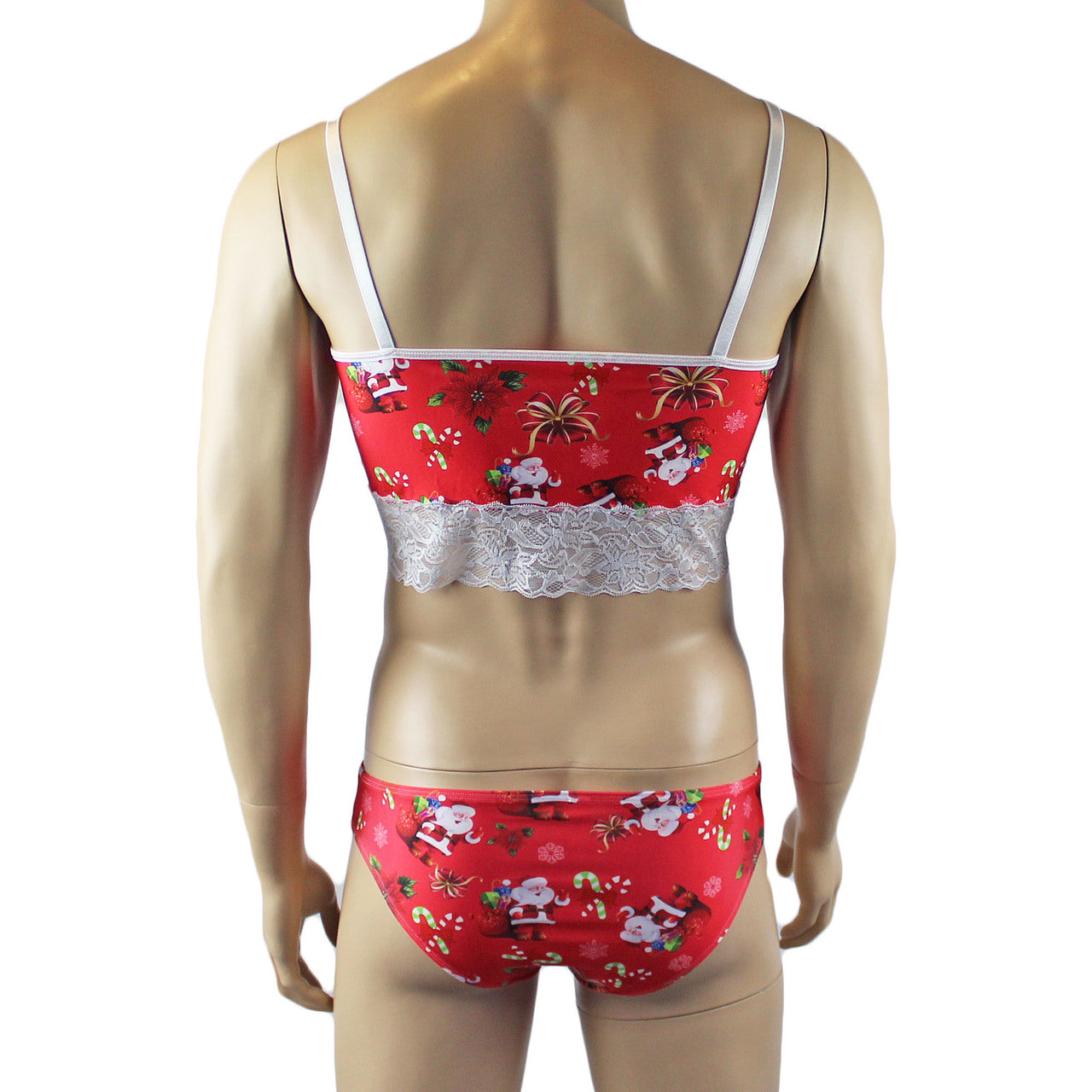 Mens Christmas Santa Camisole Crop Top & Bikini Brief Lingerie