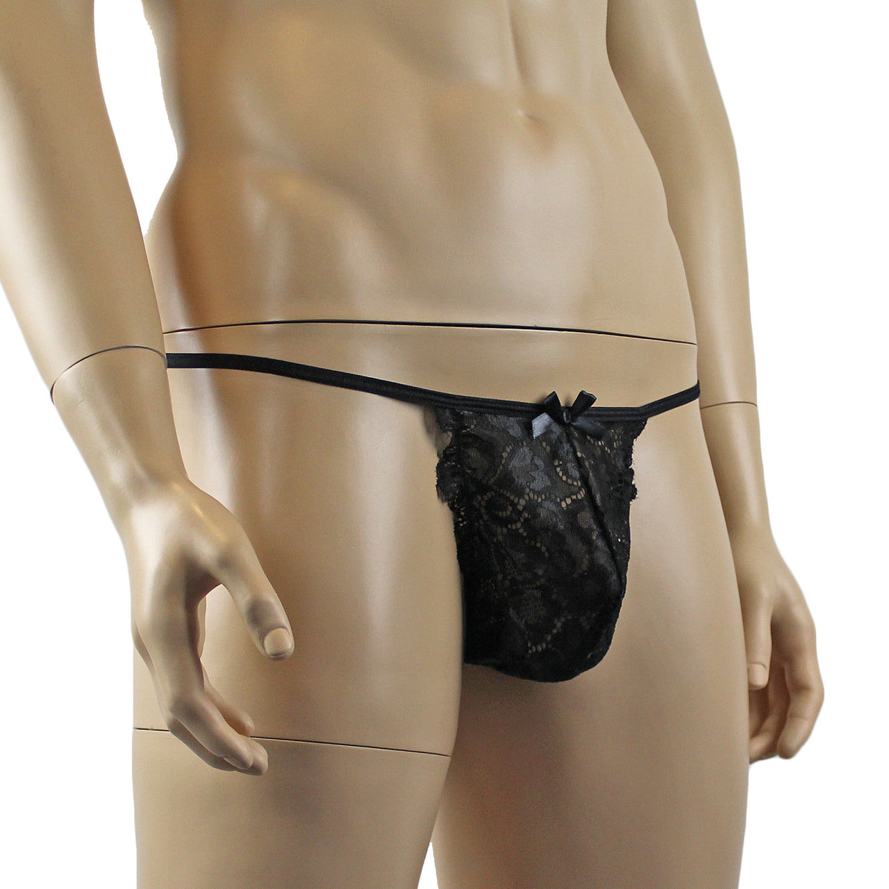 Mens Shiny Lace Pouch G string (black plus other colours)